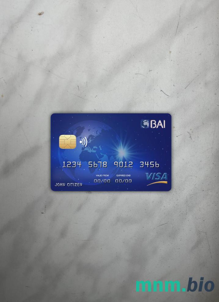 Cabo Verde BAI bank wygląd zdjęcia karty wizowej skan PSD + zdjęcie